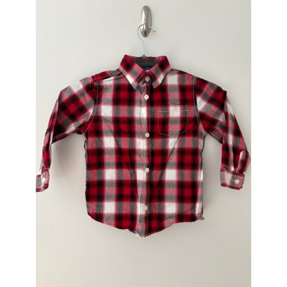 Gymboree Toddler Boys Red Plaid Flannel Button Down Shirt 3T Buffalo Check